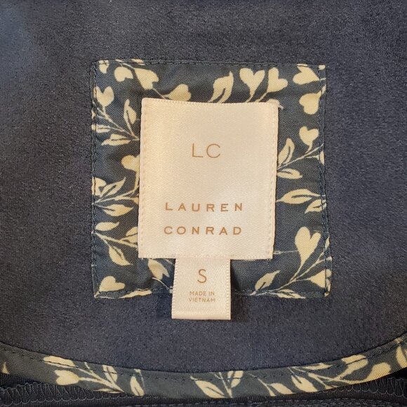 LC Lauren Conrad Soft Moto Jacket Faux Suede Blue Size Small - Picture 11 of 12